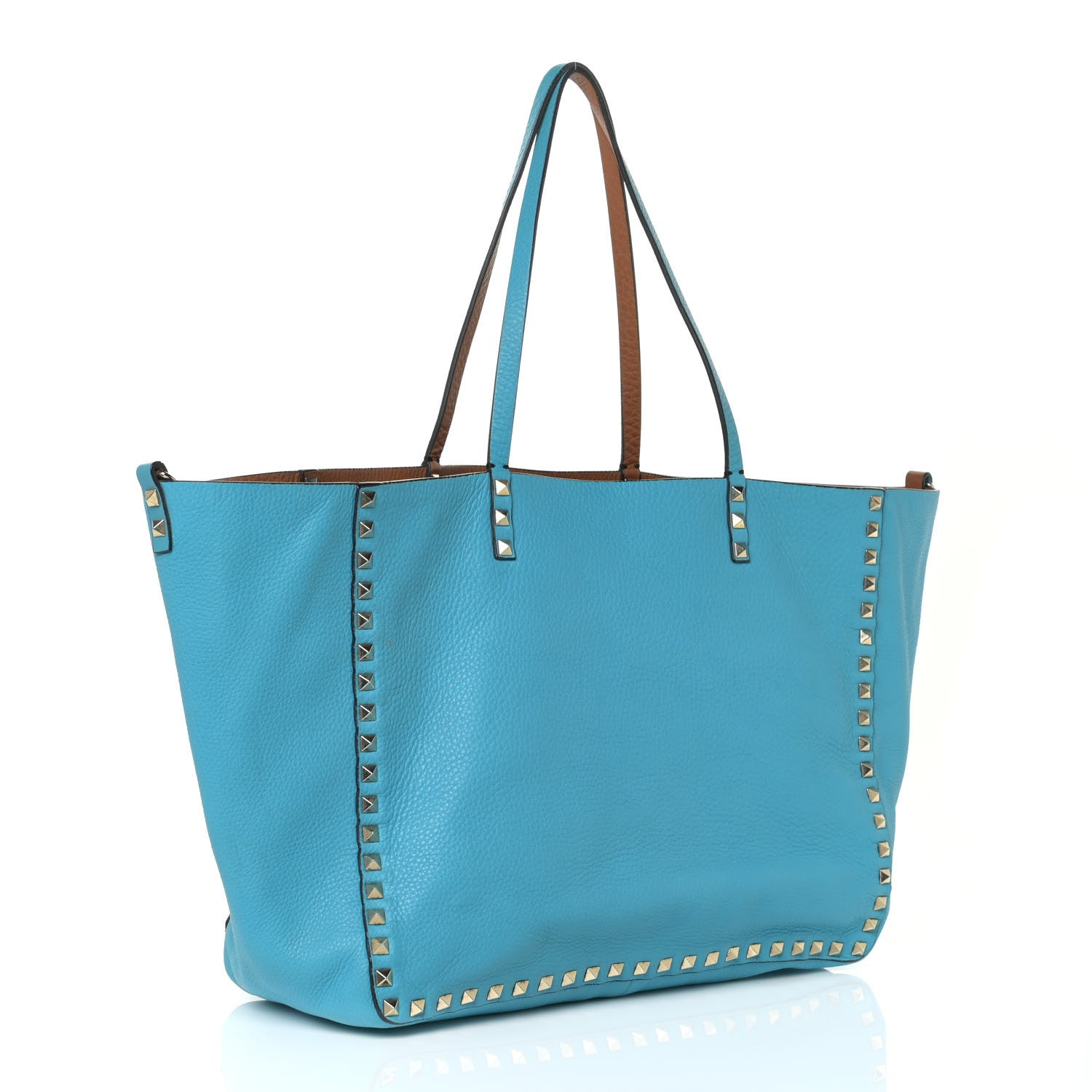 Valentino Garavani Grained Calfskin Medium Rockstud Reversible Tote Parrot Light Cuir 5 of 19