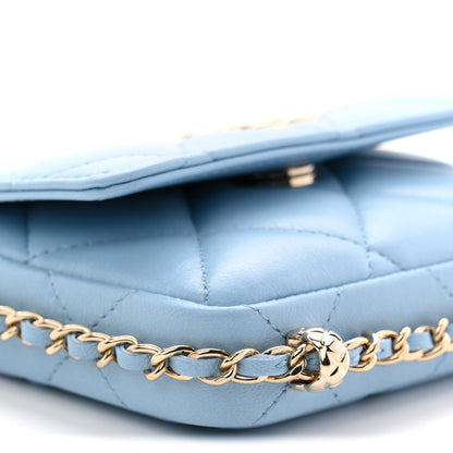Chanel Lambskin Quilted Chain Around Coin Purse With Chain Light Blue 9 of 11