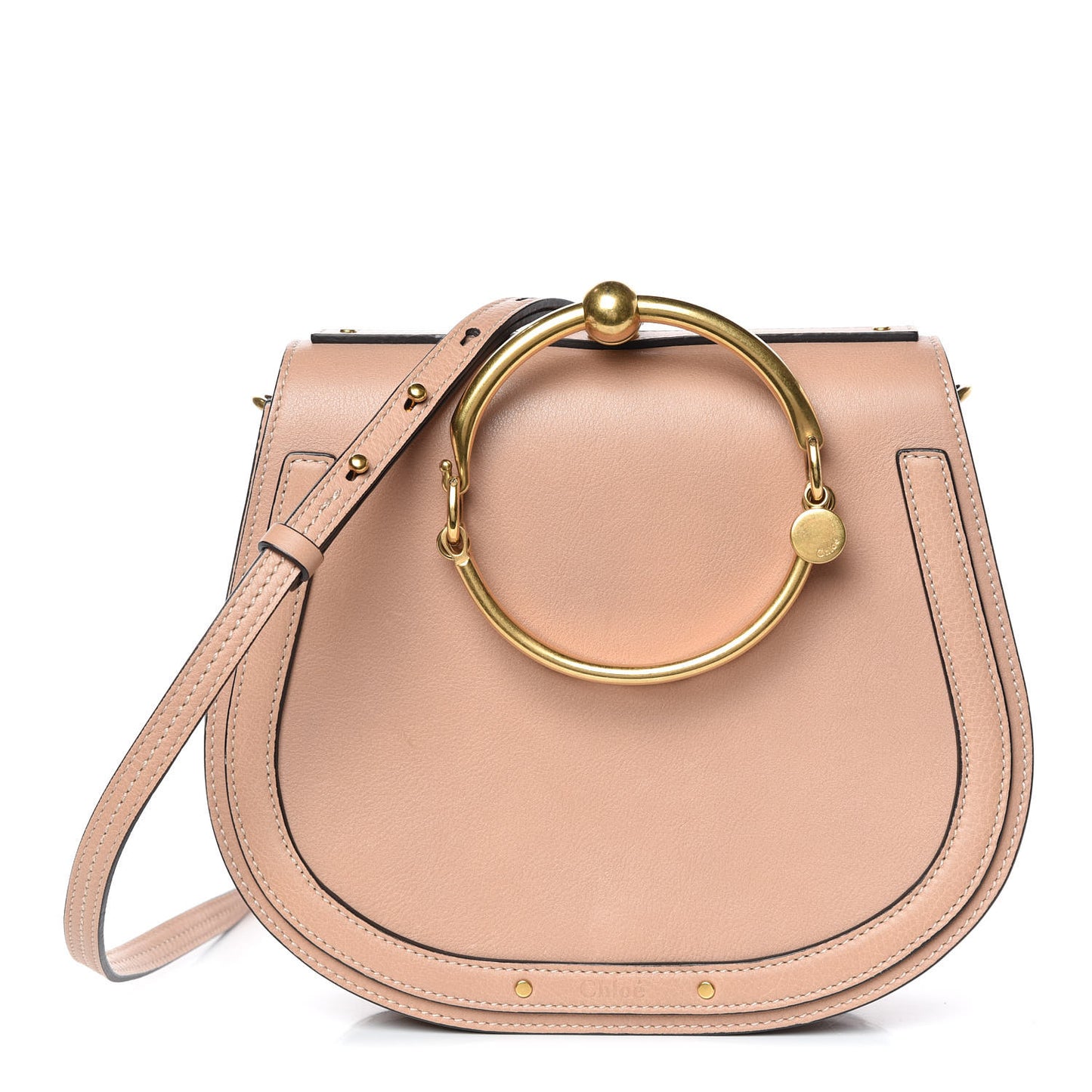 Calfskin Suede Medium Nile Bracelet Bag Biscotti Beige