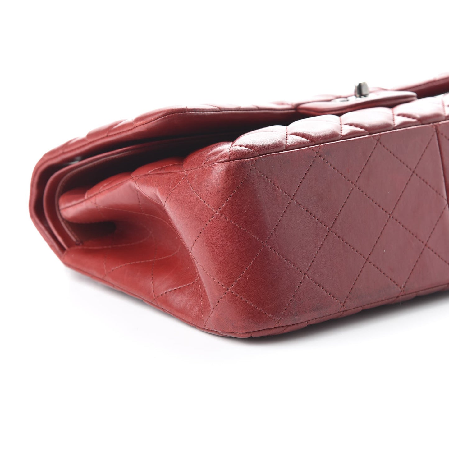 Lambskin Quilted Jumbo Double Flap Red
