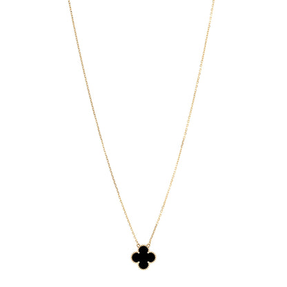 Van Cleef & Arpels 18K Yellow Gold Black Onyx Vintage Alhambra Pendant Necklace 1 of 7