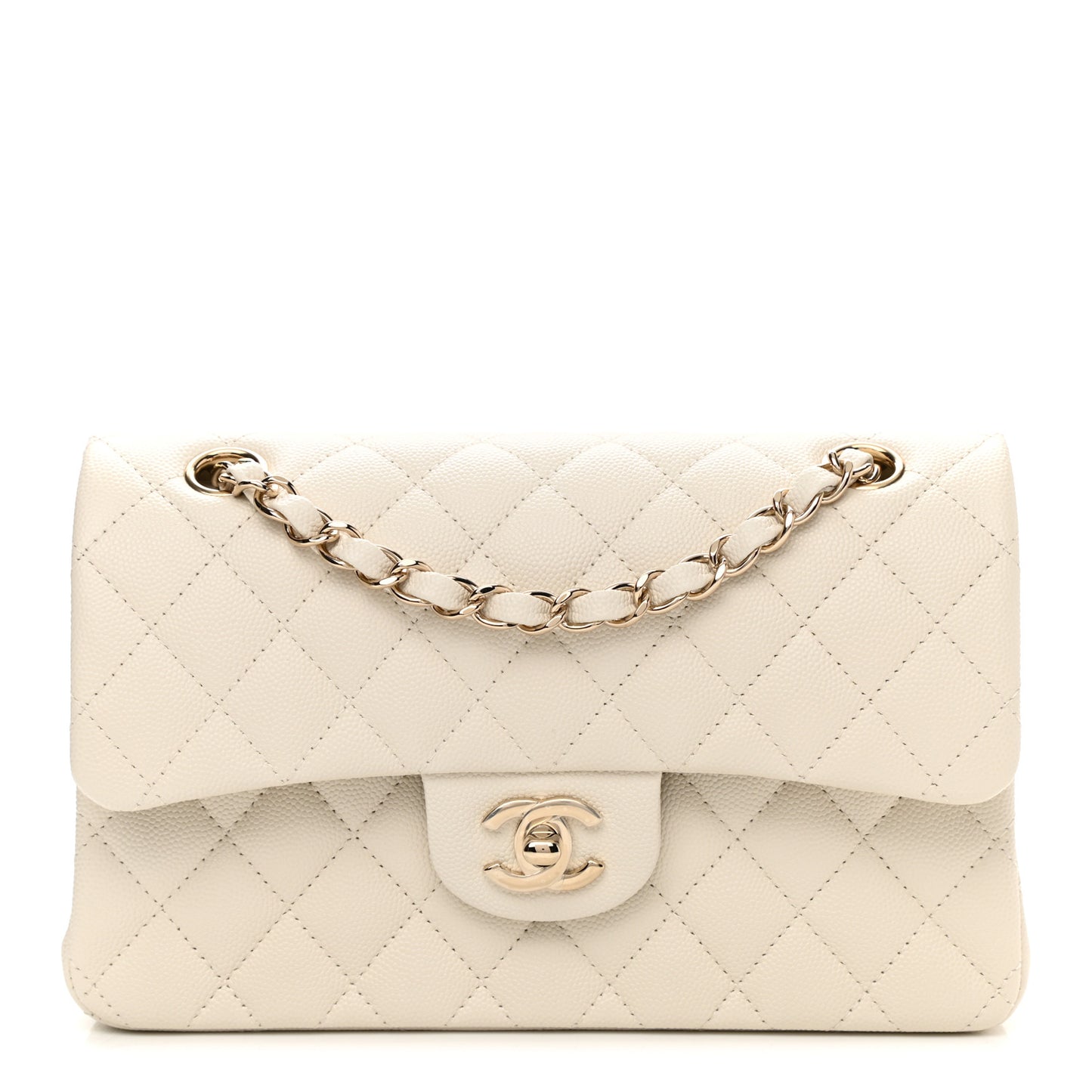 Caviar Quilted Small Double Flap White