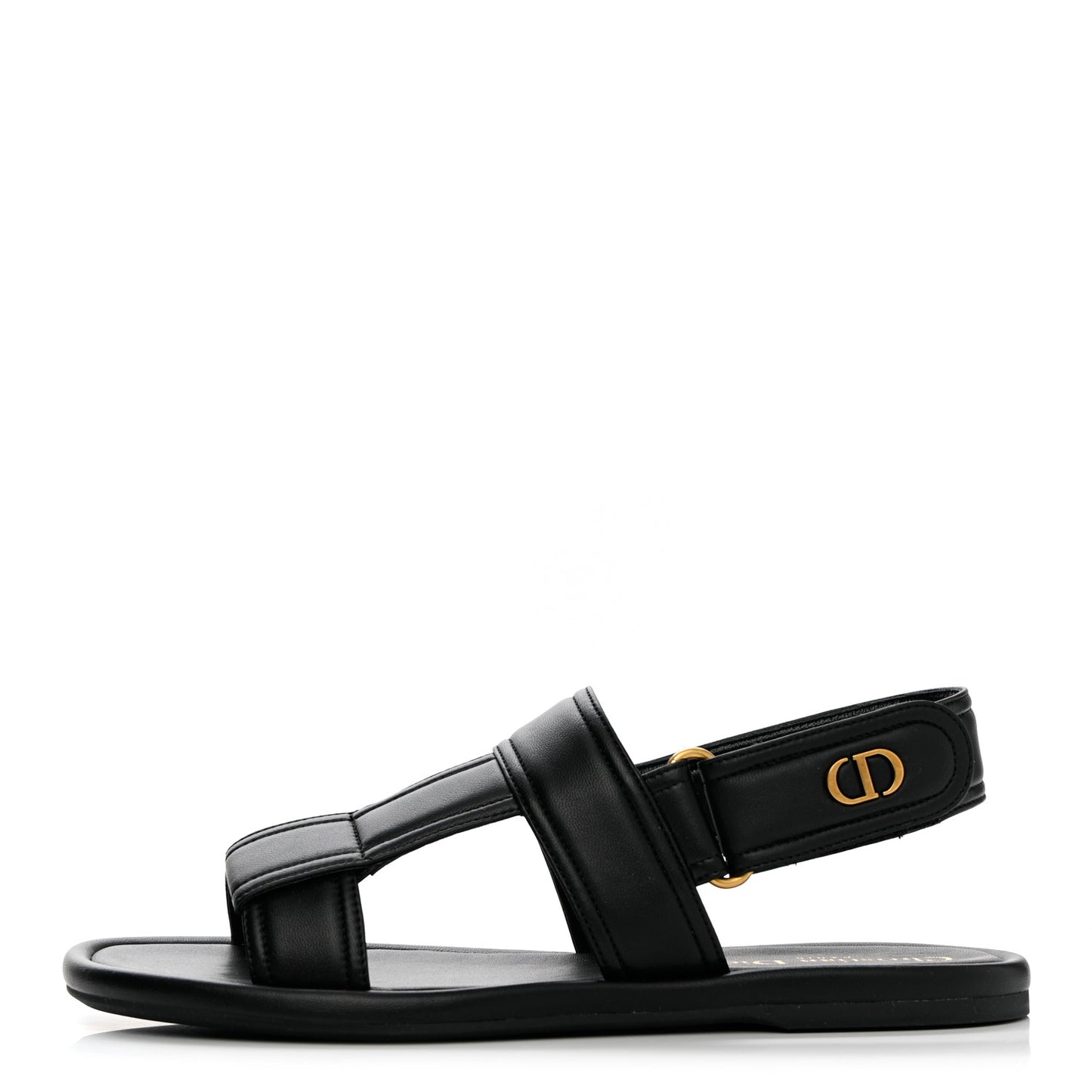 Lambskin Dior Ocean Flat Slingback Sandals 36 Black