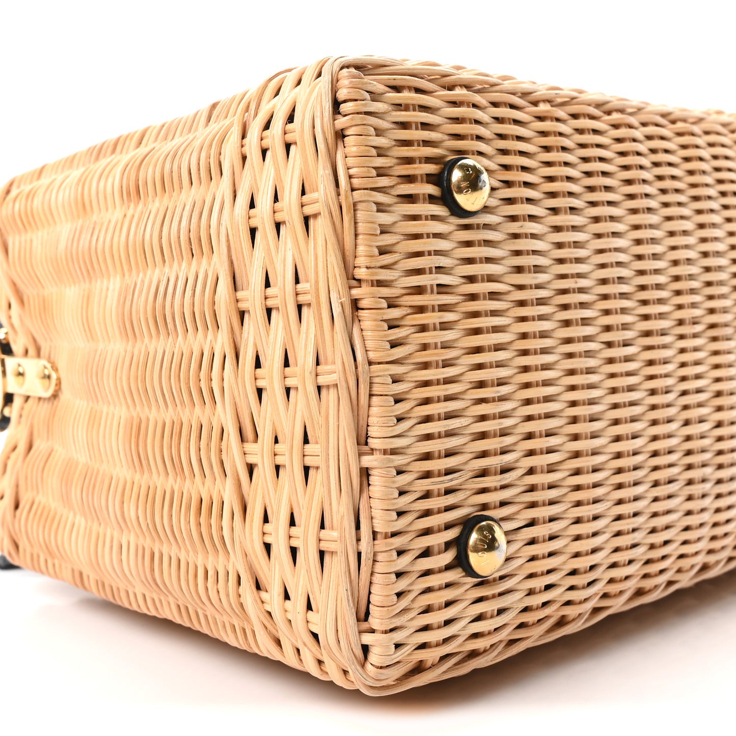 Rattan Calfskin Capucines BB Black