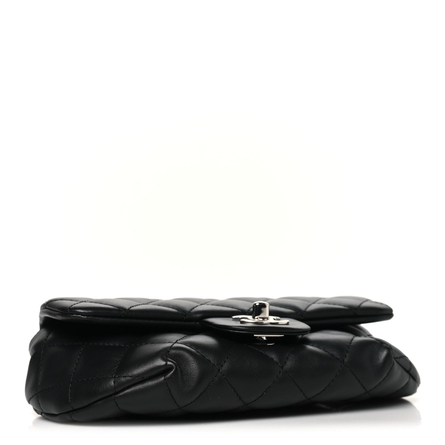 Calfskin Quilted CC Uniform Flap Belt Bag Black