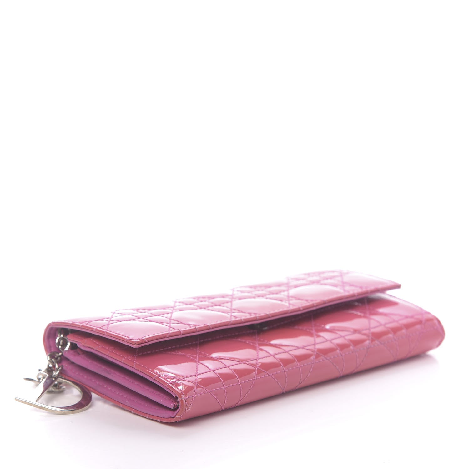 Christian Dior Patent Cannage Rendezvous Chain Wallet Pink 4 of 12