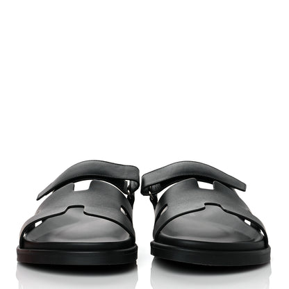 Hermes Calfskin Mens Chypre Sandals 43 Black 2 of 9