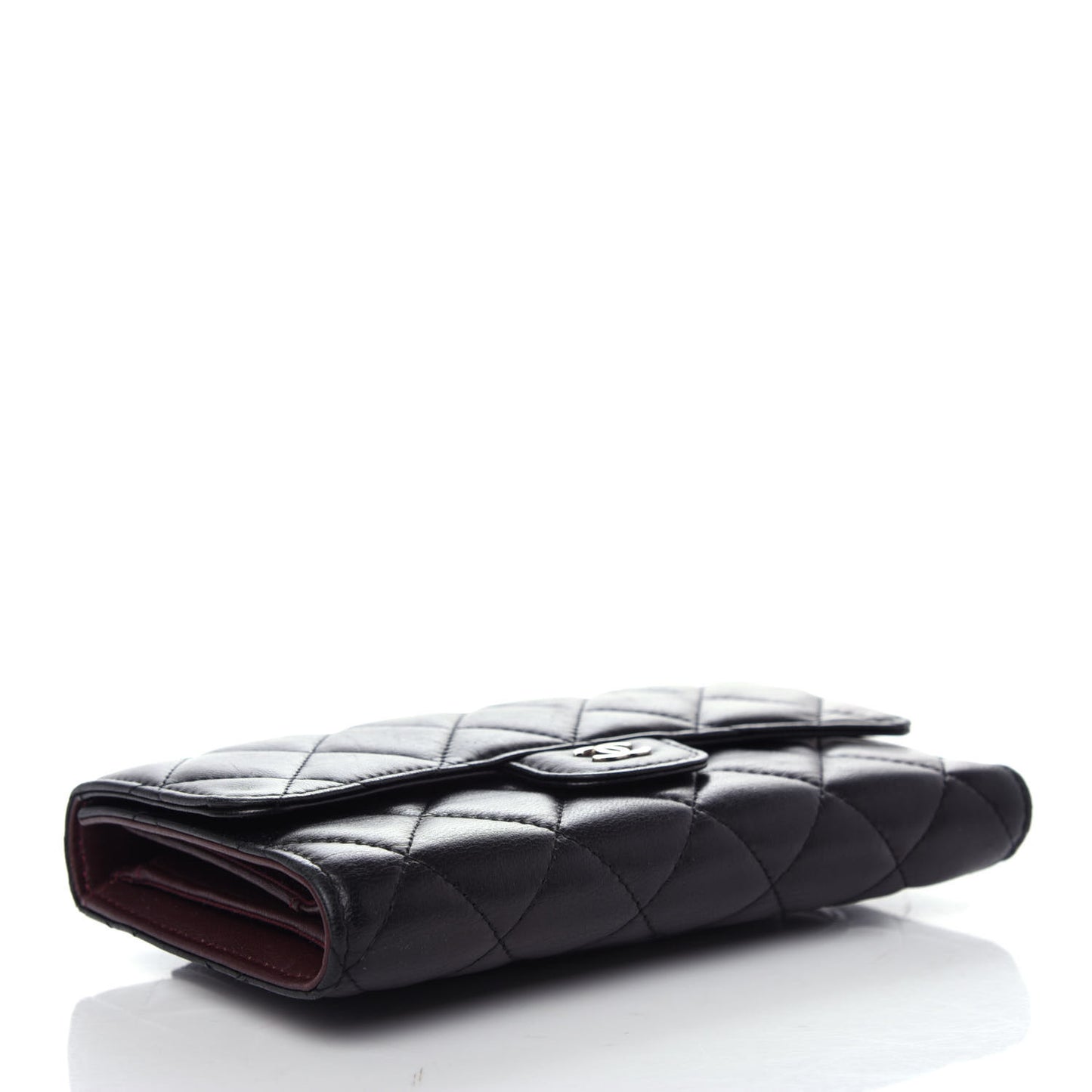 Lambskin Quilted Large Flap Wallet Black