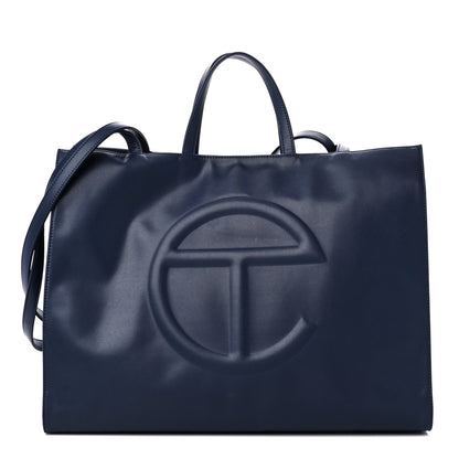 Telfar Vegan Leather Large Shopping Bag Navy 1 of 14