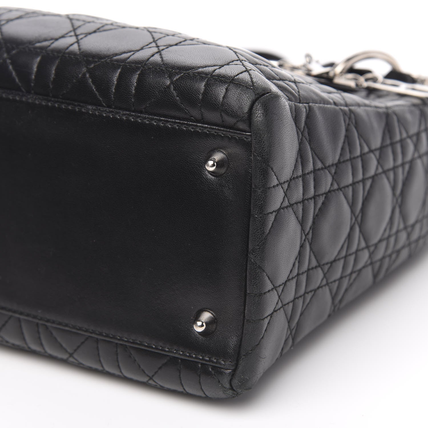 Christian Dior Lambskin Cannage Bow Medium Lady Dior Black 8 of 16