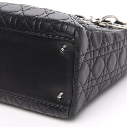 Christian Dior Lambskin Cannage Bow Medium Lady Dior Black 8 of 16