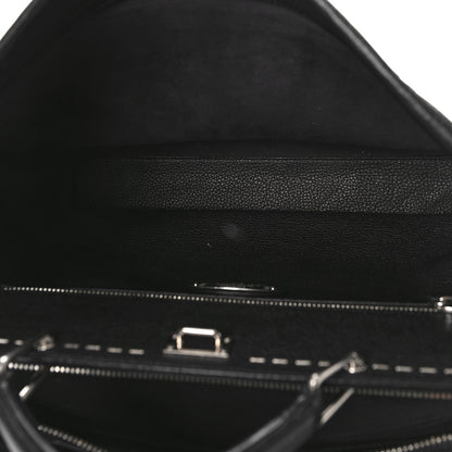 Fendi Cuoio Romano Selleria Metal Stitch Large Mens Peekaboo Iconic Essential Satchel Black 6 of 9