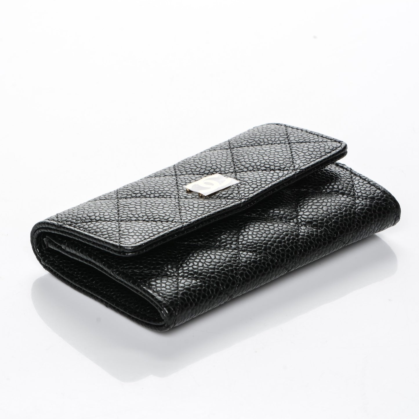 Caviar Quilted Card Holder Black