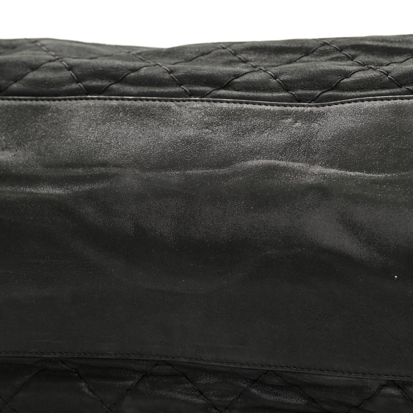 Iridescent Calfskin Extra Large Just Mademoiselle Bowling Bag Black