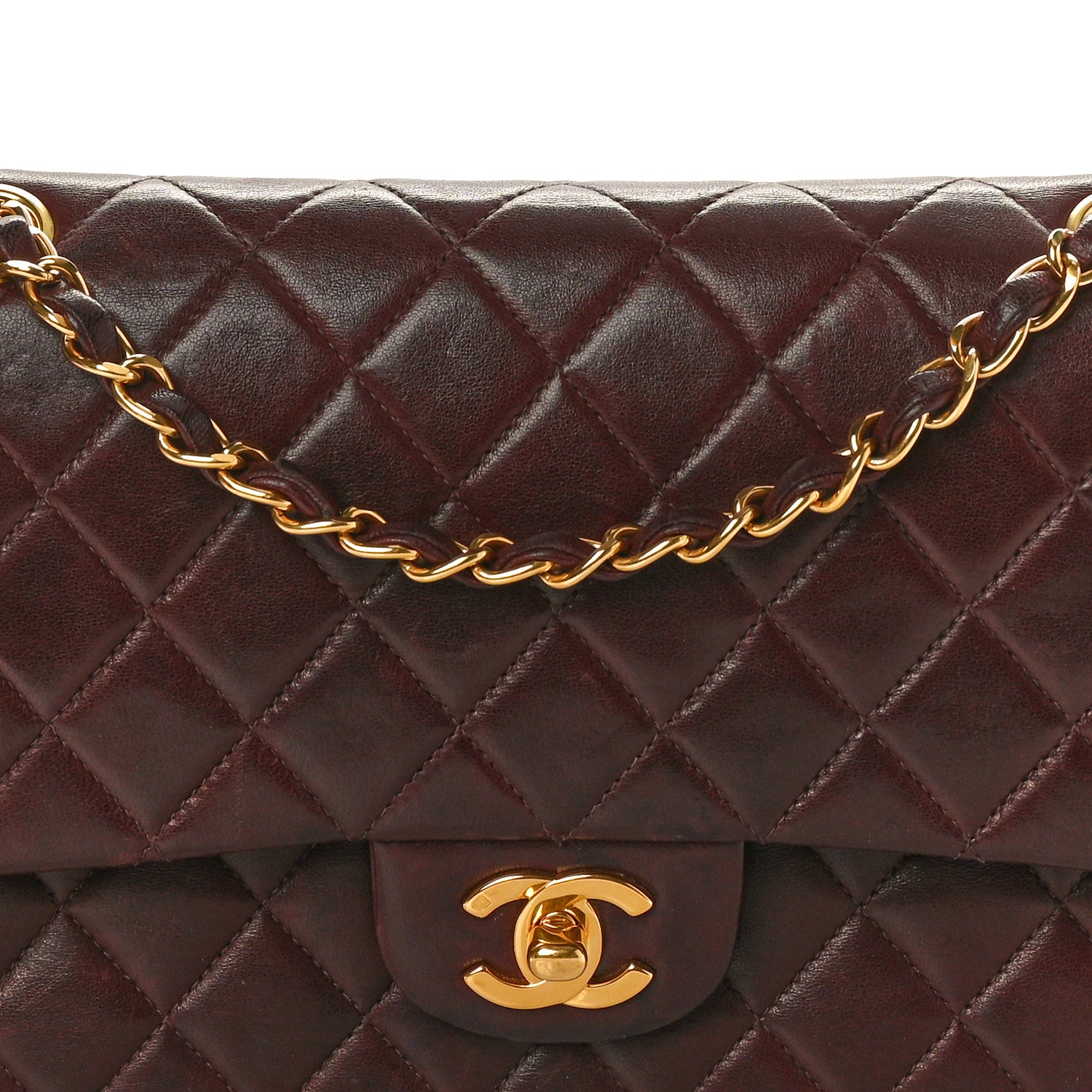 Chanel Lambskin Quilted Medium Double Flap Burgundy 8 of 12