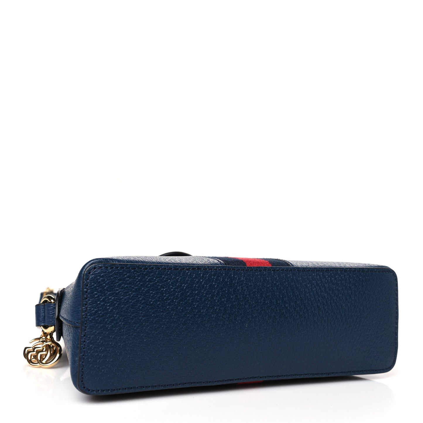 Textured Dollar Calfskin Web Small Ophidia Dome Shoulder Bag Blue Agata