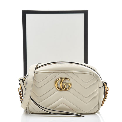 Gucci Calfskin Matelasse Mini GG Marmont Chain Shoulder Bag White 20 of 20