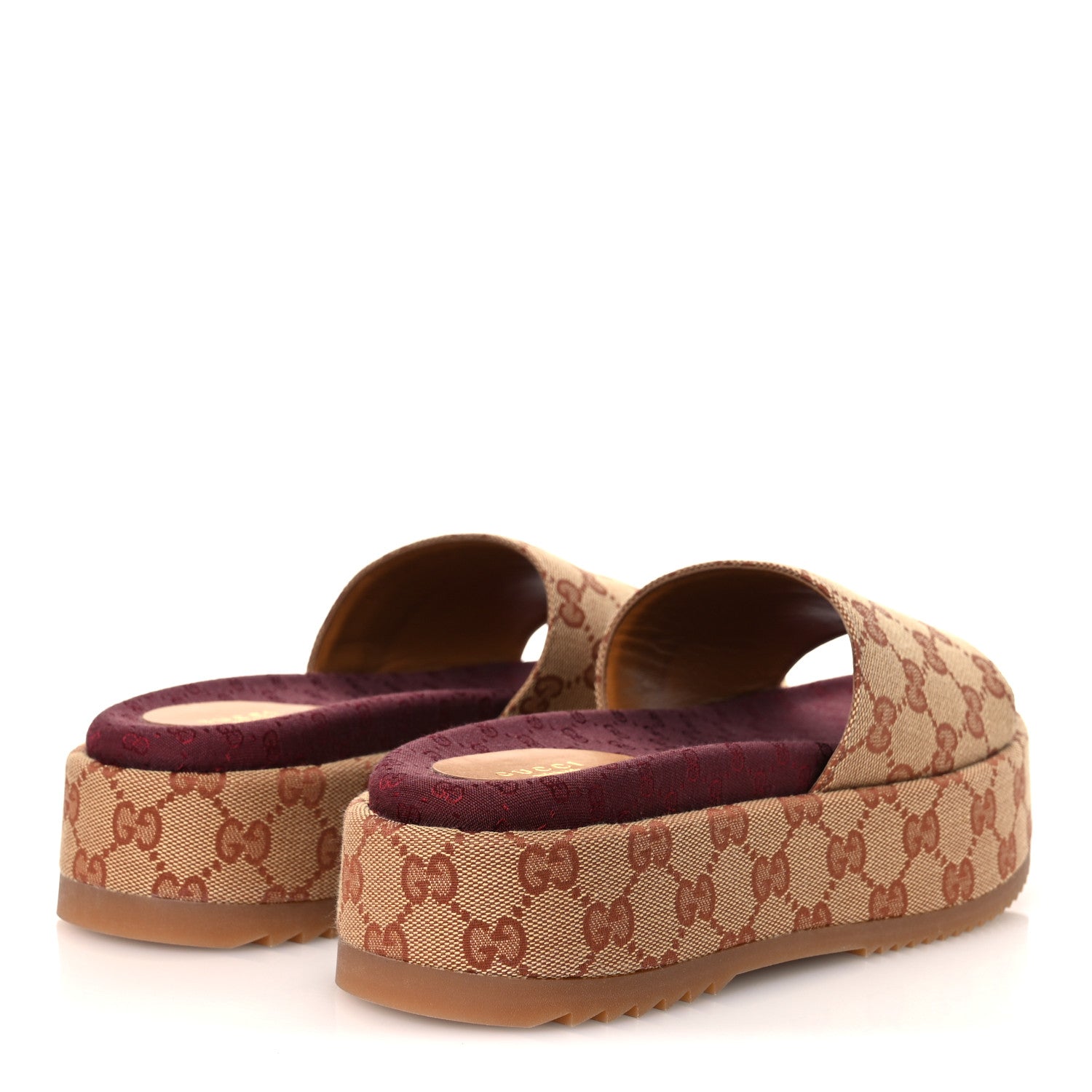 Gucci Canvas GG Monogram Angelina Platform Slide Sandals 38 Beige Ruggine 5 of 11