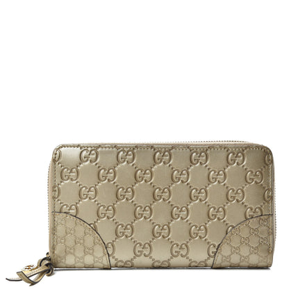 Gucci Metallic Guccissima Microguccissima Bree Zip Around Wallet Golden Beige 1 of 6