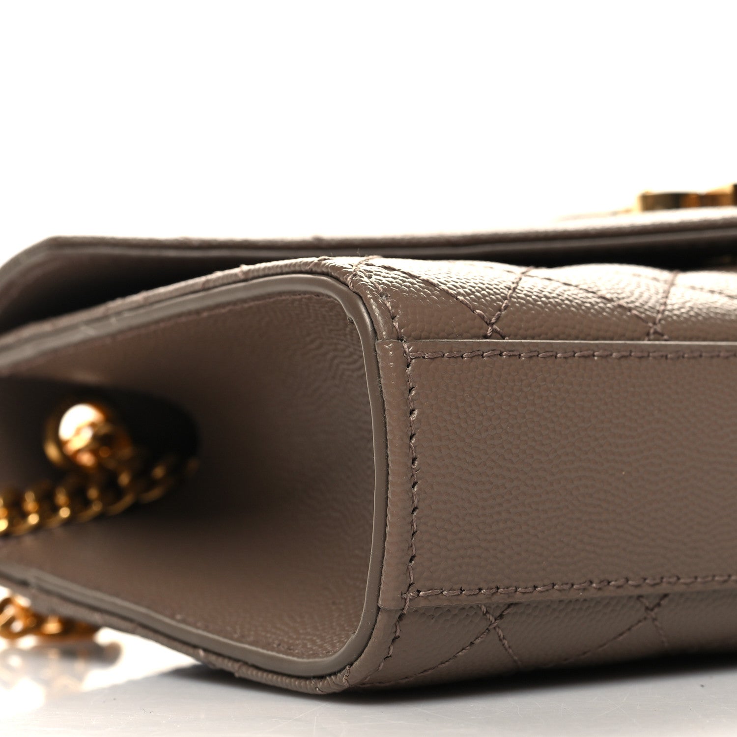 Saint Laurent Grain De Poudre Textured Mixed Matelasse Triquilt Small Monogram Satchel Taupe 8 of 9