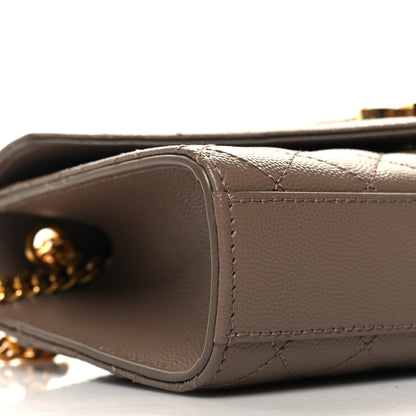 Saint Laurent Grain De Poudre Textured Mixed Matelasse Triquilt Small Monogram Satchel Taupe 8 of 9