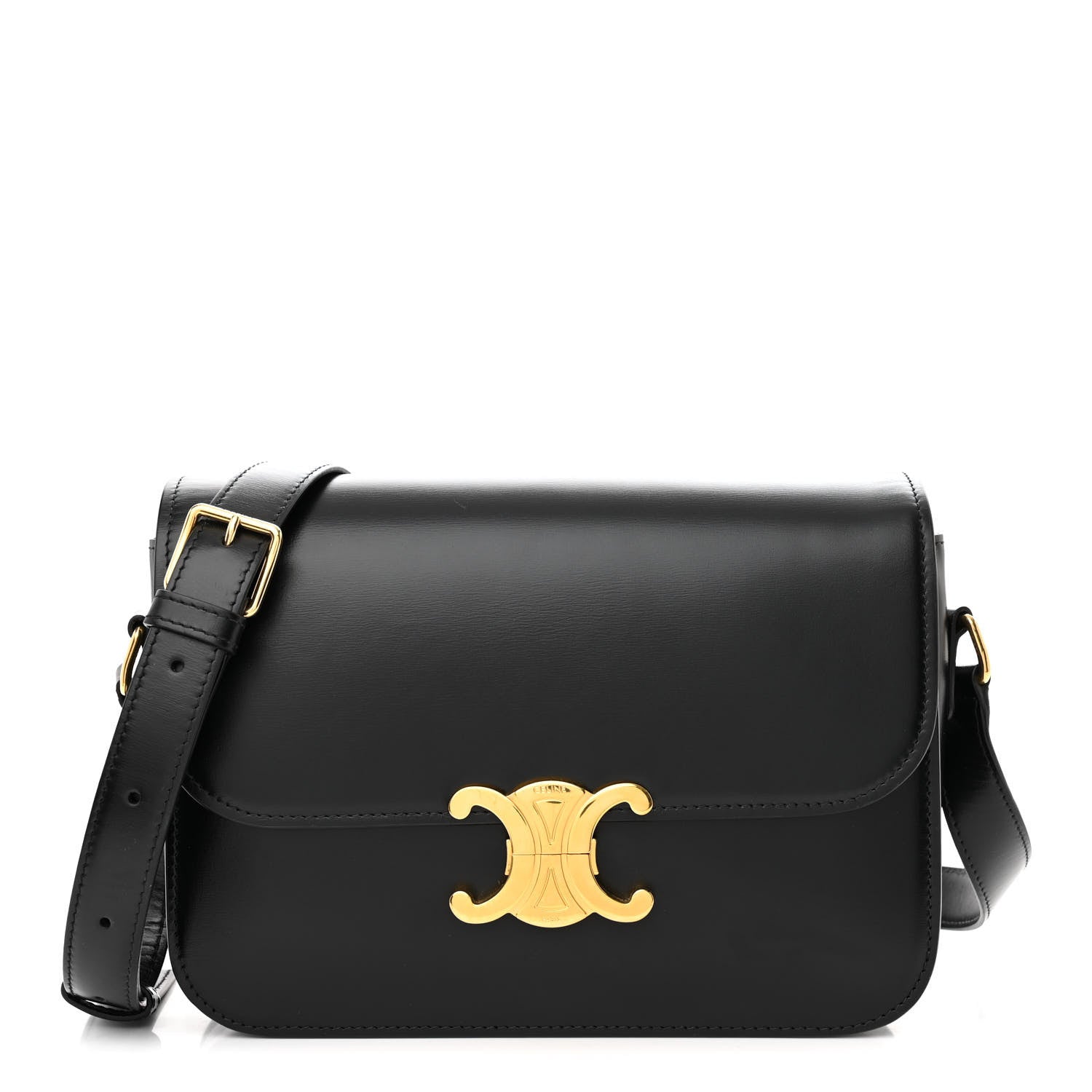 Celine Shiny Calfskin Medium Triomphe Black 1 of 12