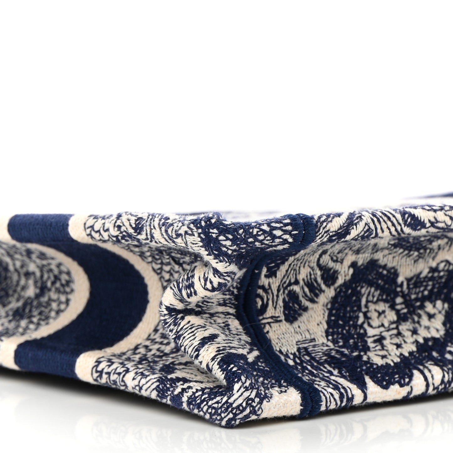 Canvas Embroidered Mini Toile De Jouy Book Tote Blue