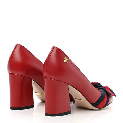 Gucci Calfkin Web Bow Pumps 36 Hibiscus Red 4 of 10