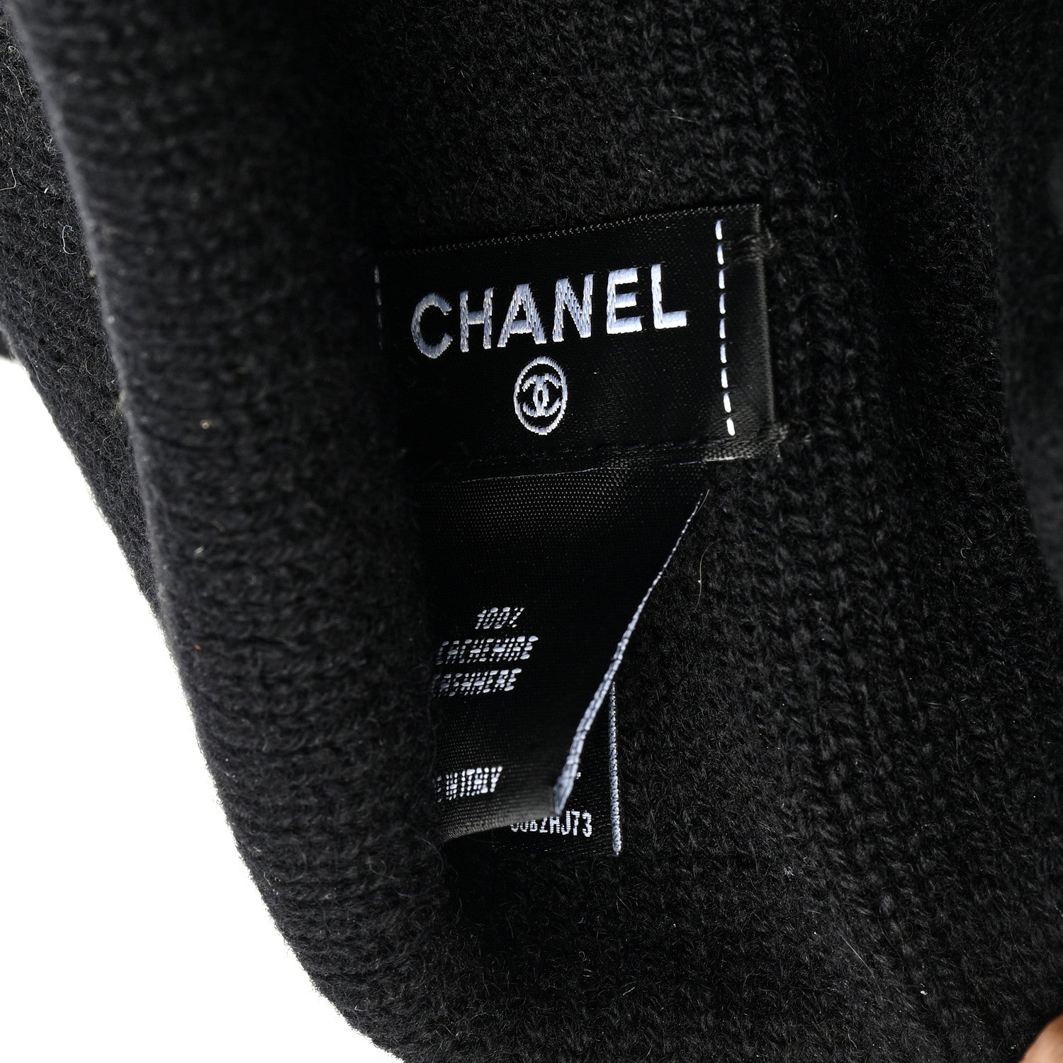 Chanel Cashmere Crystal CC Heart Beanie Hat Black 5 of 6