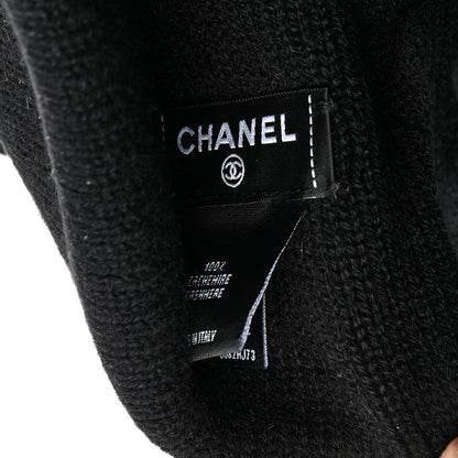 Chanel Cashmere Crystal CC Heart Beanie Hat Black 5 of 6