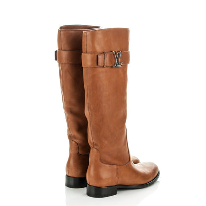 Louis Vuitton Calfskin Legacy Flat High Boots 36 Brown 4 of 7