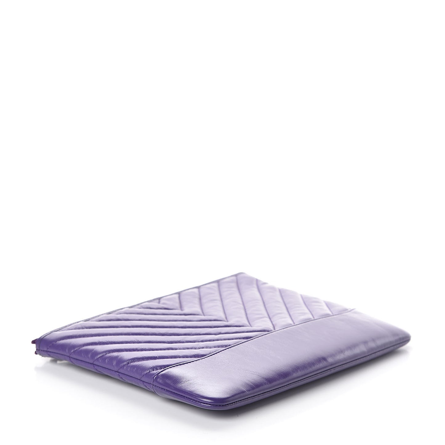 Aged Calfskin Chevron Quilted Gabrielle Cosmetic Case Purple