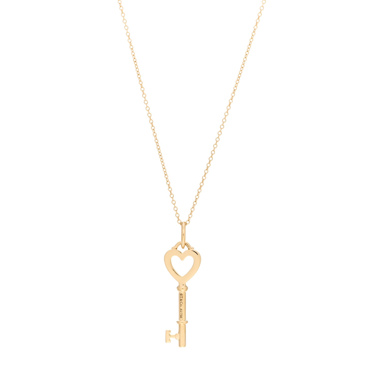 18K Yellow Gold Mini Heart Key Pendant Necklace