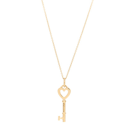 Tiffany 18K Yellow Gold Mini Heart Key Pendant Necklace 1 of 4