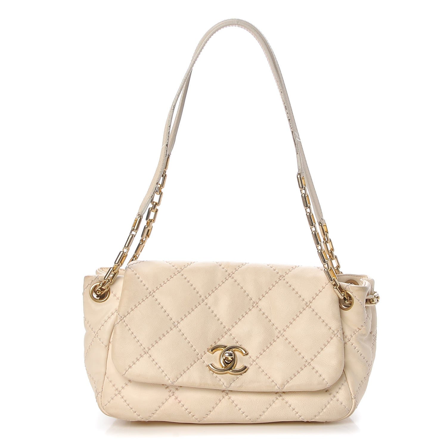Chanel Calfskin Quilted Retro Chain Flap Beige 1 of 20