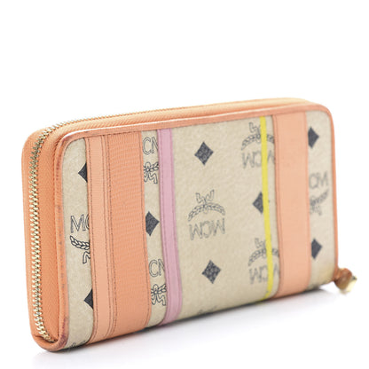 MCM Visetos Striped Zip Around Wallet Beige Orange 3 of 12