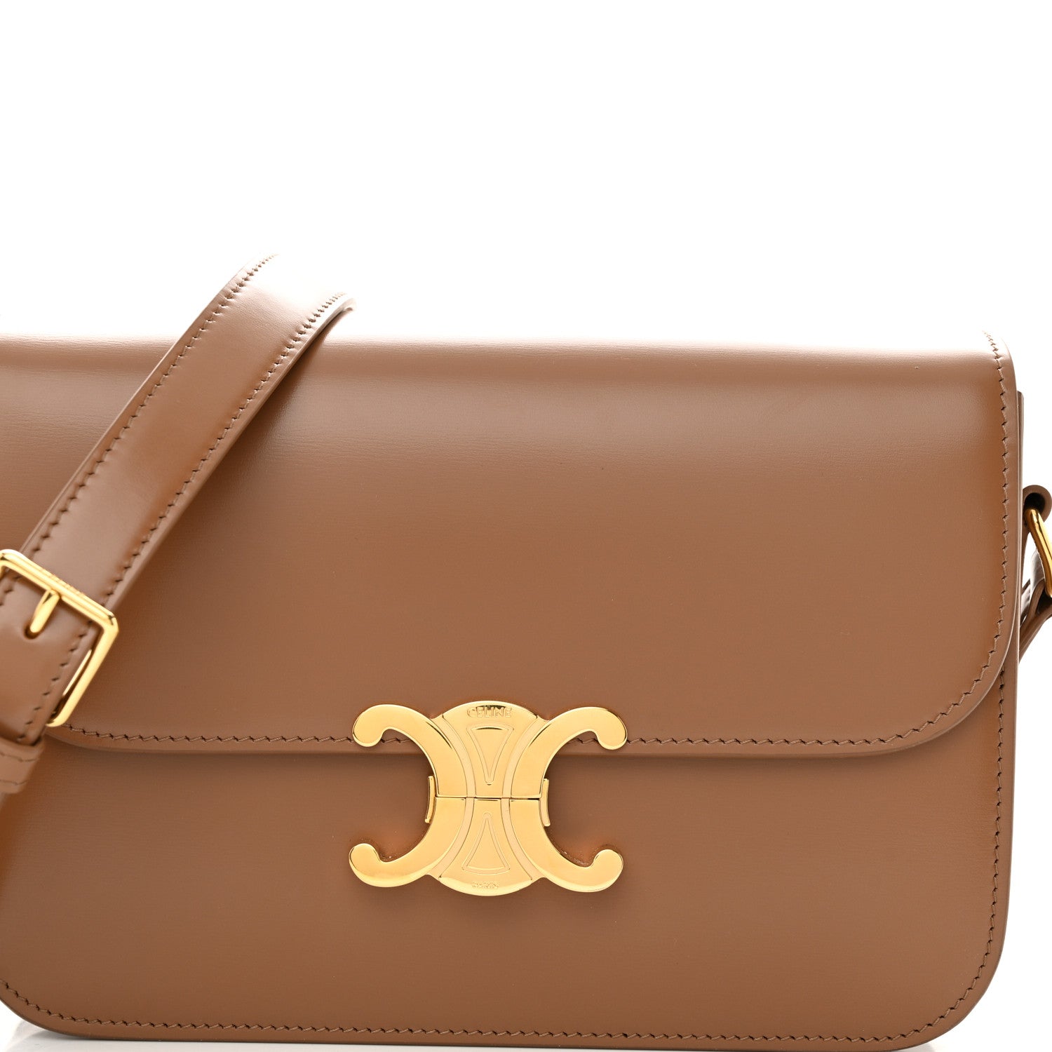 Celine Shiny Calfskin Medium Triomphe Bronze 8 of 10