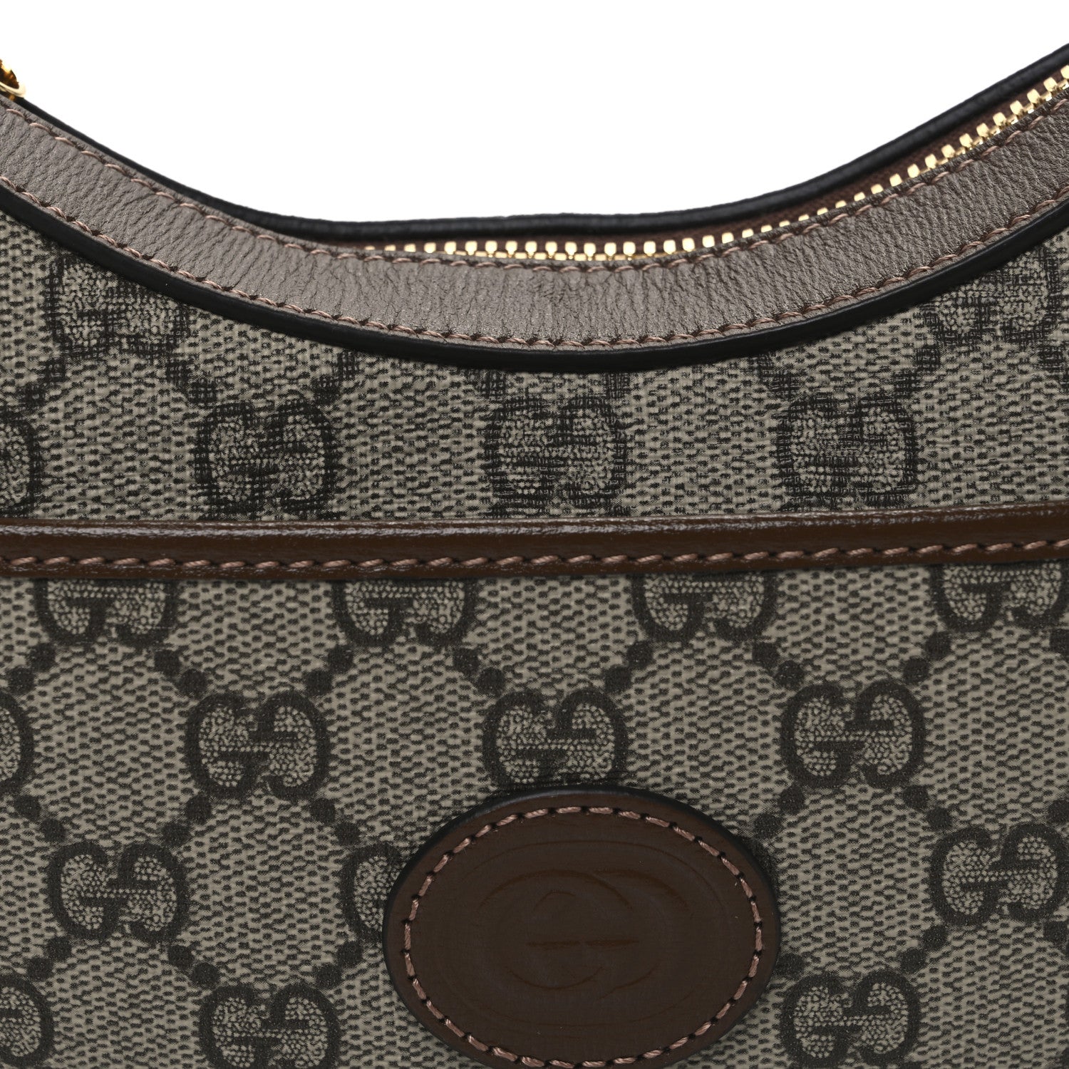 Gucci GG Supreme Monogram Azalea Calfskin Mini Retro Interlocking G Half Moon Bag Beige Ebony Brown Sugar 8 of 10
