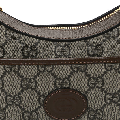 Gucci GG Supreme Monogram Azalea Calfskin Mini Retro Interlocking G Half Moon Bag Beige Ebony Brown Sugar 8 of 10