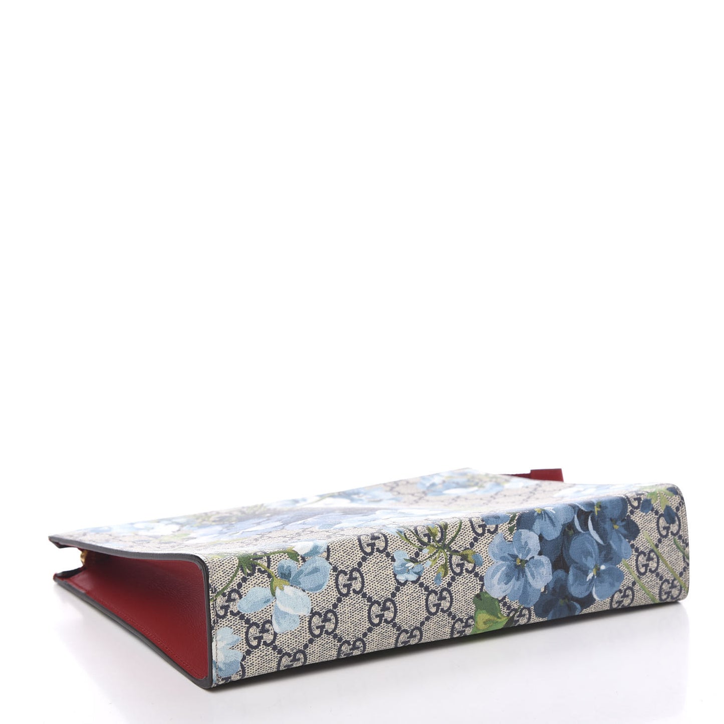 GG Supreme Monogram Blooms Large Cosmetic Case Beige Blue Navy Hibiscus Red