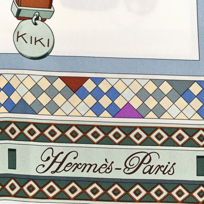 Hermes Silk Colliers de Chiens Scarf 90 Vert De Gris Mauve Saumon 2 of 5