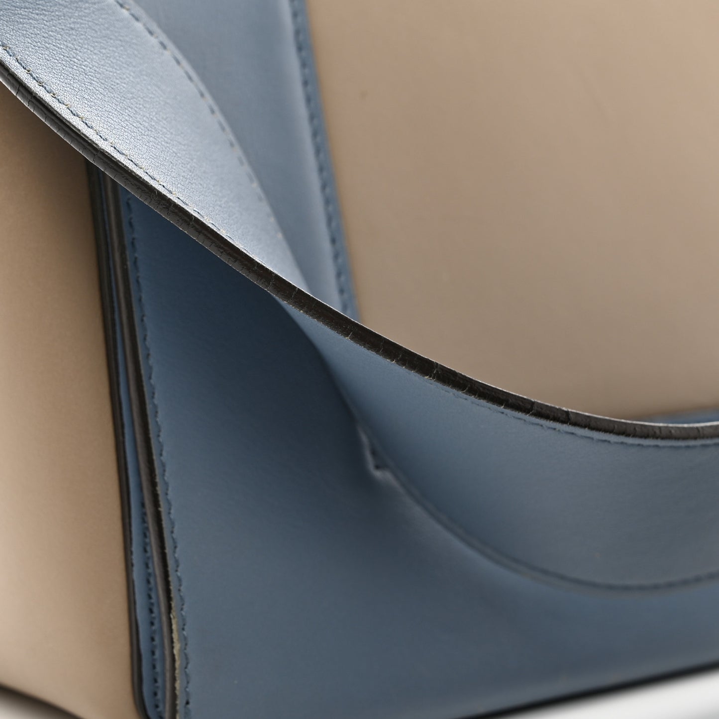 Shiny Smooth Calfskin Medium Frame Shoulder Bag Blue Light Taupe