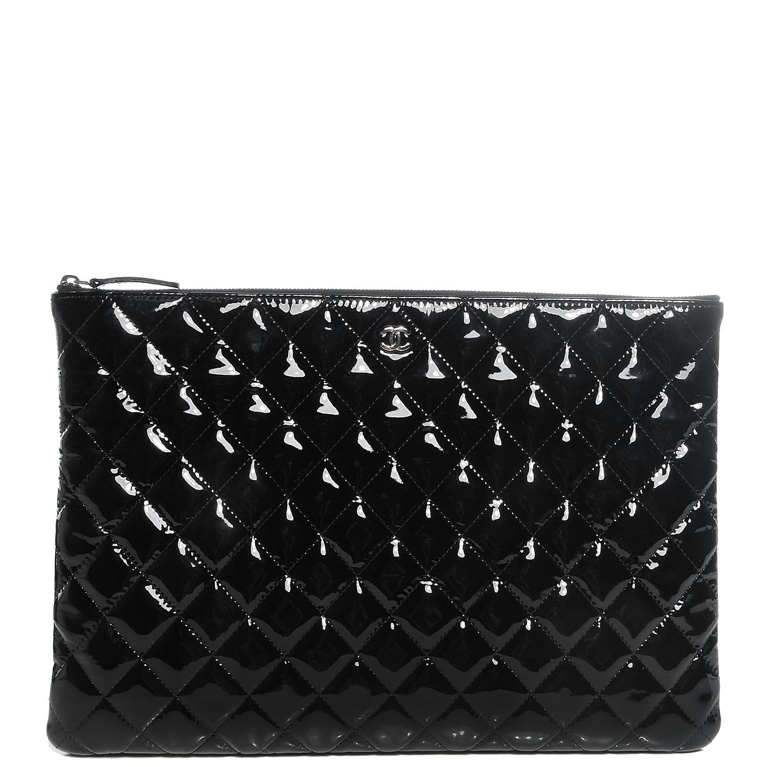 Chanel Patent Quilted Large Cosmetic Case Black 1 of 8