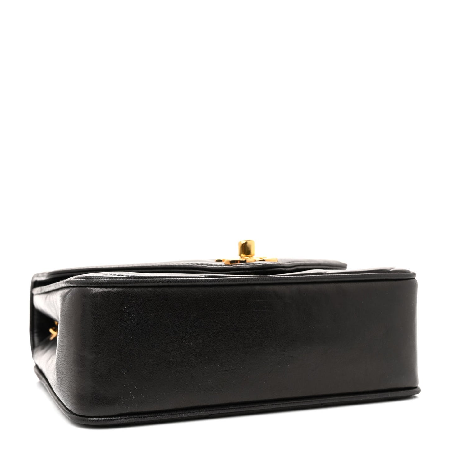 Lambskin Chevron Quilted Mini Square Flap Black