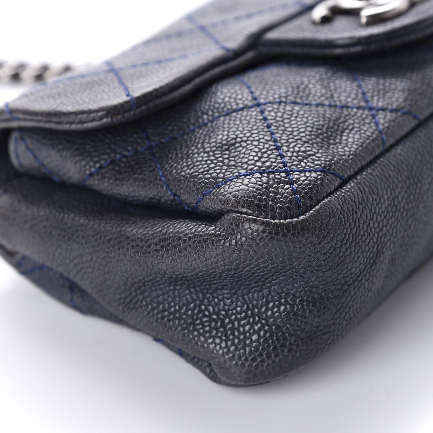 Caviar Quilted Mini Simply CC Flap Blue