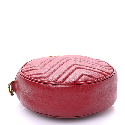 Gucci Glazed Calfskin Matelasse Heart Mini GG Marmont Round Shoulder Bag Romantic Cerise 4 of 12