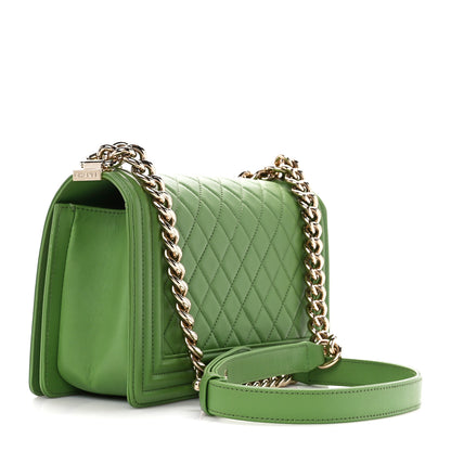 Chanel Lambskin Quilted Medium Boy Flap Green 3 of 10