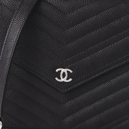 Chanel Caviar Chevron Quilted Square Wallet On Chain WOC Black 10 of 10