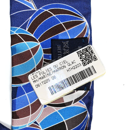 Hermes Silk Les Folies Du Ciel Twilly Marine Marron Glace White 4 of 4