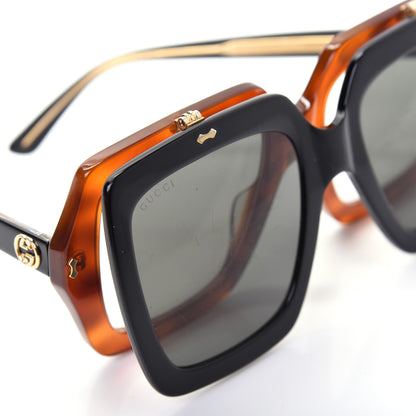Gucci Acetate Oversized Flip Up Sunglasses GG0088S Tortoise Black 10 of 12